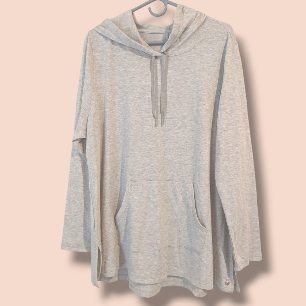LIVI Active Cream Soft Knit Jersey Long Sleeve Drawstring Pullover Hoodie 18/20